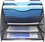 EasyPAG Desk File Organizer 6 Compartment Fan-Shaped Filing Paper Holder Letters Tray Desk Organizers and Accessories,Black - Image 5